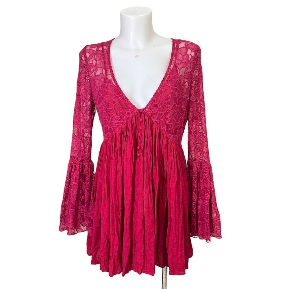 Elegant Lace Red Dress